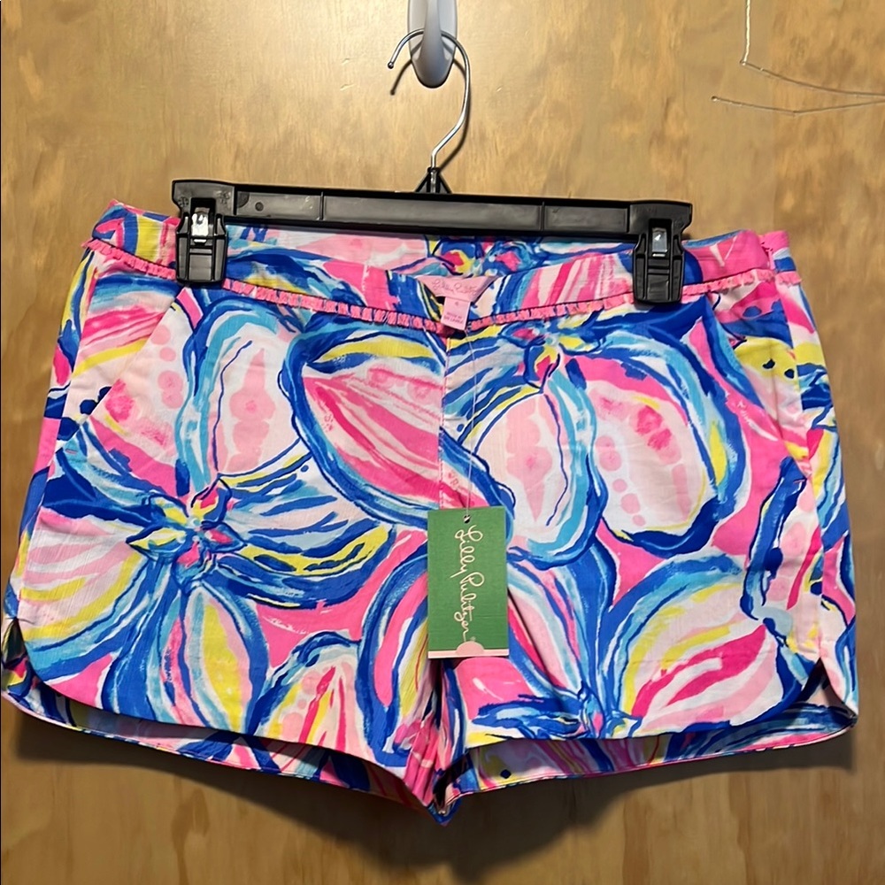 Lilly Pulitzer NWT Adie Short Pink Sunset Print Vibrant Floral Women's Shorts